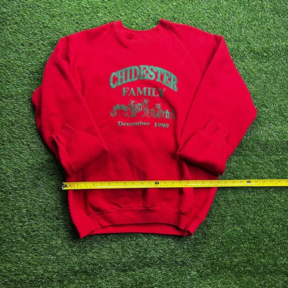 Vintage Chidester Family Sweatshirt XL Red 1990 Fruit of the Loom USA Made - Picture 6 of 6